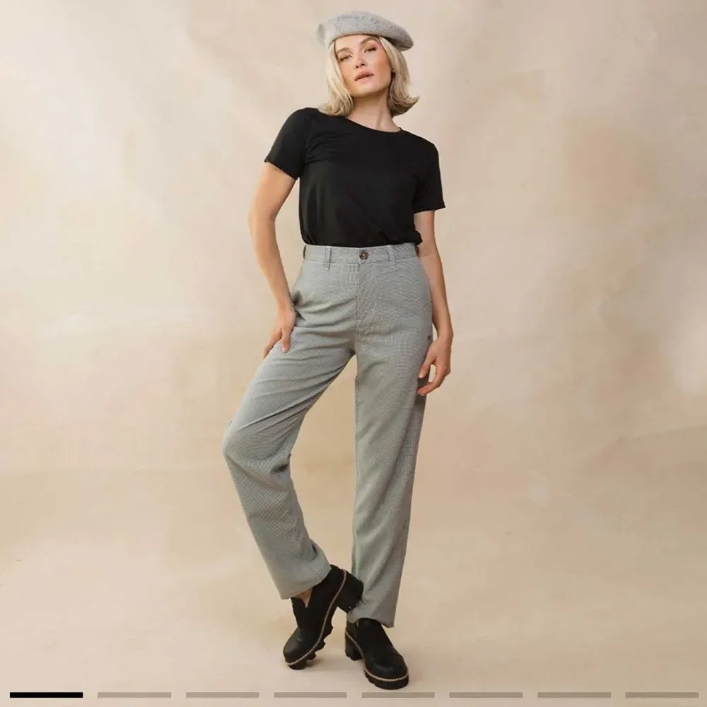 Albion Tuxedo Micro Houndstooth Print Pants Green and Black Size XS